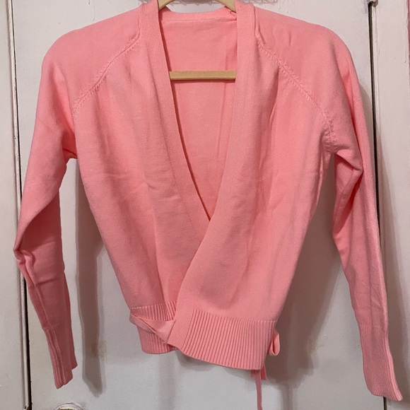 COPY - Peach Pink Ballet Dance Wrap Cardigan top balletcore barbie cute - Picture 2 of 6